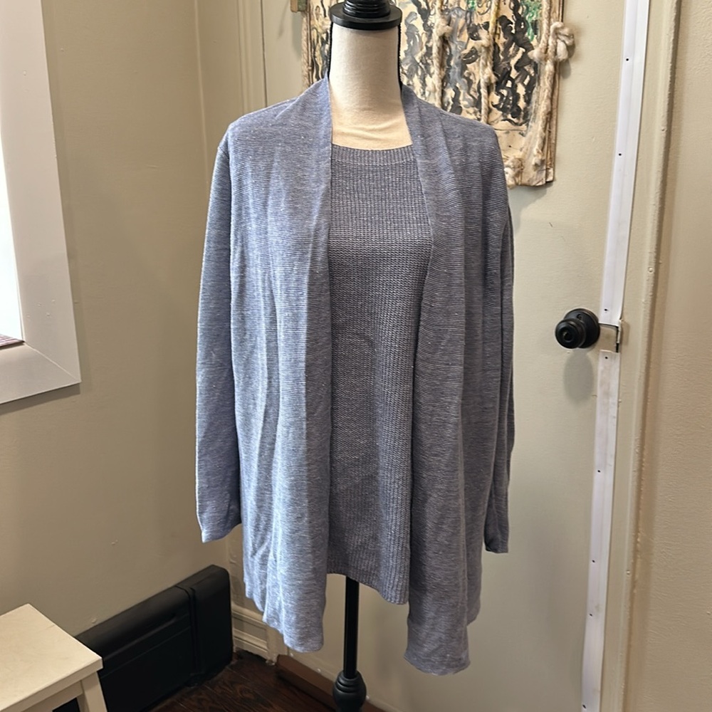 Eileen Fisher Blue 2 pc cardigan and shell